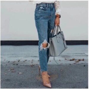 Abercrombie & Fitch High Rise Mom Jeans Women's 25 / 0 Distressed